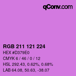 カラーコード: RGB 211 121 224 | qconv.com