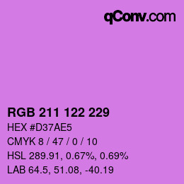 Color code: RGB 211 122 229 | qconv.com