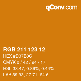 カラーコード: RGB 211 123 12 | qconv.com
