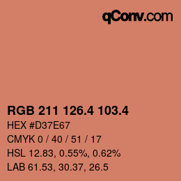 カラーコード: RGB 211 126.4 103.4 | qconv.com