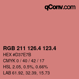 カラーコード: RGB 211 126.4 123.4 | qconv.com
