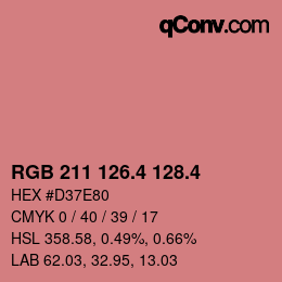 カラーコード: RGB 211 126.4 128.4 | qconv.com