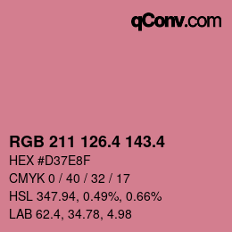 カラーコード: RGB 211 126.4 143.4 | qconv.com