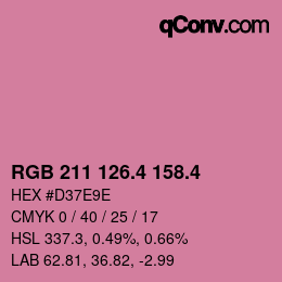 カラーコード: RGB 211 126.4 158.4 | qconv.com