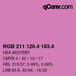 カラーコード: RGB 211 126.4 183.4 | qconv.com
