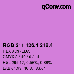 カラーコード: RGB 211 126.4 218.4 | qconv.com