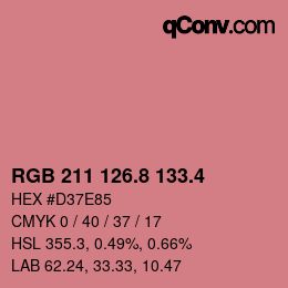 カラーコード: RGB 211 126.8 133.4 | qconv.com