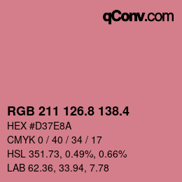 カラーコード: RGB 211 126.8 138.4 | qconv.com
