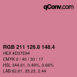 カラーコード: RGB 211 126.8 148.4 | qconv.com
