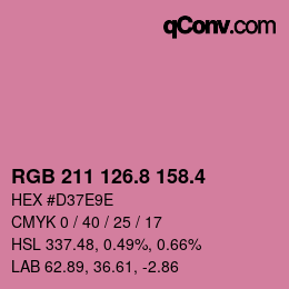カラーコード: RGB 211 126.8 158.4 | qconv.com