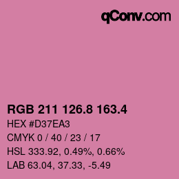 カラーコード: RGB 211 126.8 163.4 | qconv.com