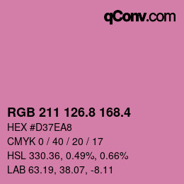 カラーコード: RGB 211 126.8 168.4 | qconv.com