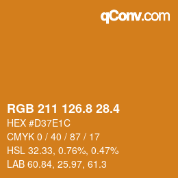 カラーコード: RGB 211 126.8 28.4 | qconv.com