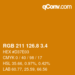 カラーコード: RGB 211 126.8 3.4 | qconv.com