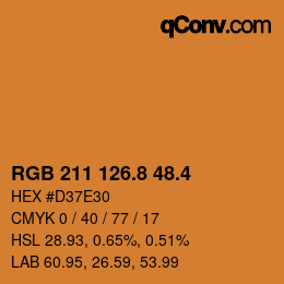 カラーコード: RGB 211 126.8 48.4 | qconv.com
