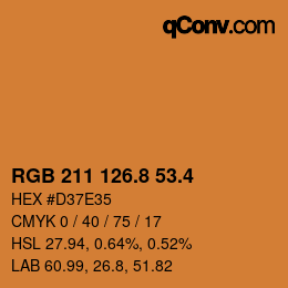 カラーコード: RGB 211 126.8 53.4 | qconv.com