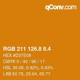 カラーコード: RGB 211 126.8 8.4 | qconv.com