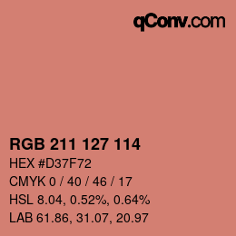 Color code: RGB 211 127 114 | qconv.com
