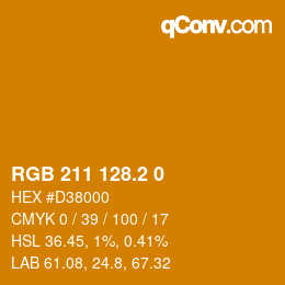 カラーコード: RGB 211 128.2 0 | qconv.com