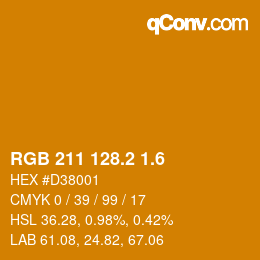 カラーコード: RGB 211 128.2 1.6 | qconv.com