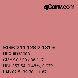 カラーコード: RGB 211 128.2 131.6 | qconv.com