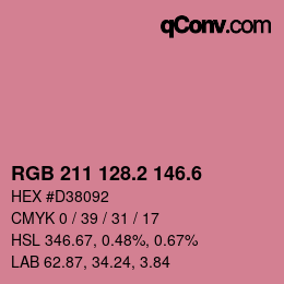 カラーコード: RGB 211 128.2 146.6 | qconv.com