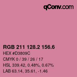 カラーコード: RGB 211 128.2 156.6 | qconv.com