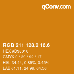 カラーコード: RGB 211 128.2 16.6 | qconv.com