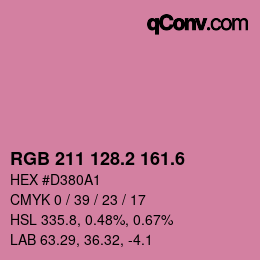 カラーコード: RGB 211 128.2 161.6 | qconv.com