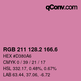 カラーコード: RGB 211 128.2 166.6 | qconv.com