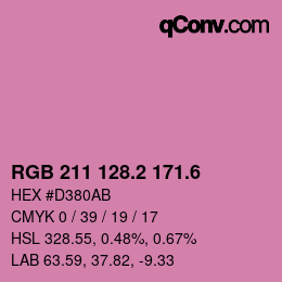 カラーコード: RGB 211 128.2 171.6 | qconv.com
