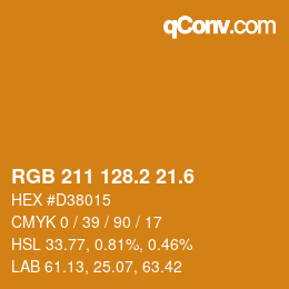 カラーコード: RGB 211 128.2 21.6 | qconv.com