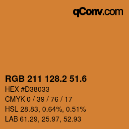 カラーコード: RGB 211 128.2 51.6 | qconv.com
