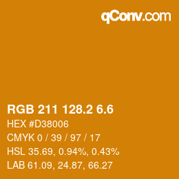 カラーコード: RGB 211 128.2 6.6 | qconv.com