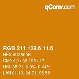 カラーコード: RGB 211 128.6 11.6 | qconv.com