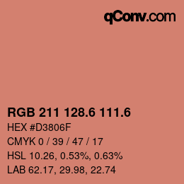 カラーコード: RGB 211 128.6 111.6 | qconv.com