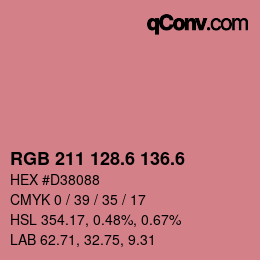 カラーコード: RGB 211 128.6 136.6 | qconv.com