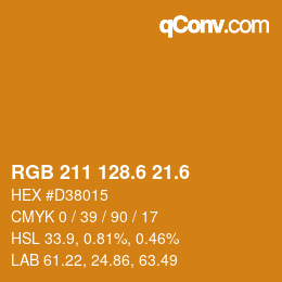 カラーコード: RGB 211 128.6 21.6 | qconv.com