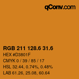 カラーコード: RGB 211 128.6 31.6 | qconv.com