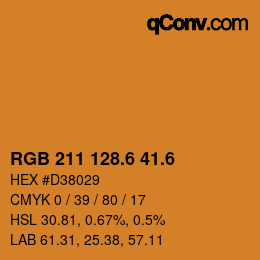 カラーコード: RGB 211 128.6 41.6 | qconv.com