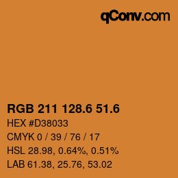 カラーコード: RGB 211 128.6 51.6 | qconv.com