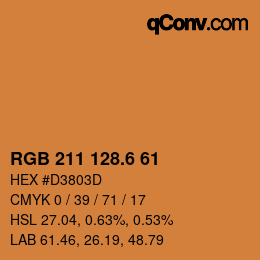 カラーコード: RGB 211 128.6 61 | qconv.com