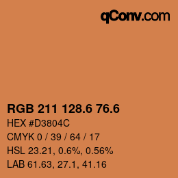 カラーコード: RGB 211 128.6 76.6 | qconv.com