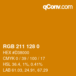 颜色代码: RGB 211 128 0 | qconv.com