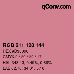 カラーコード: RGB 211 128 144 | qconv.com