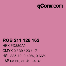 カラーコード: RGB 211 128 162 | qconv.com