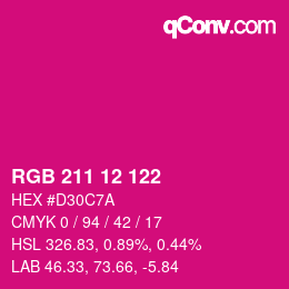 カラーコード: RGB 211 12 122 | qconv.com