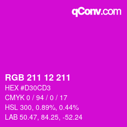 Color code: RGB 211 12 211 | qconv.com