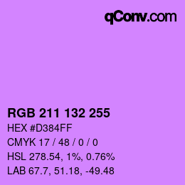 Color code: RGB 211 132 255 | qconv.com