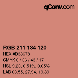 カラーコード: RGB 211 134 120 | qconv.com